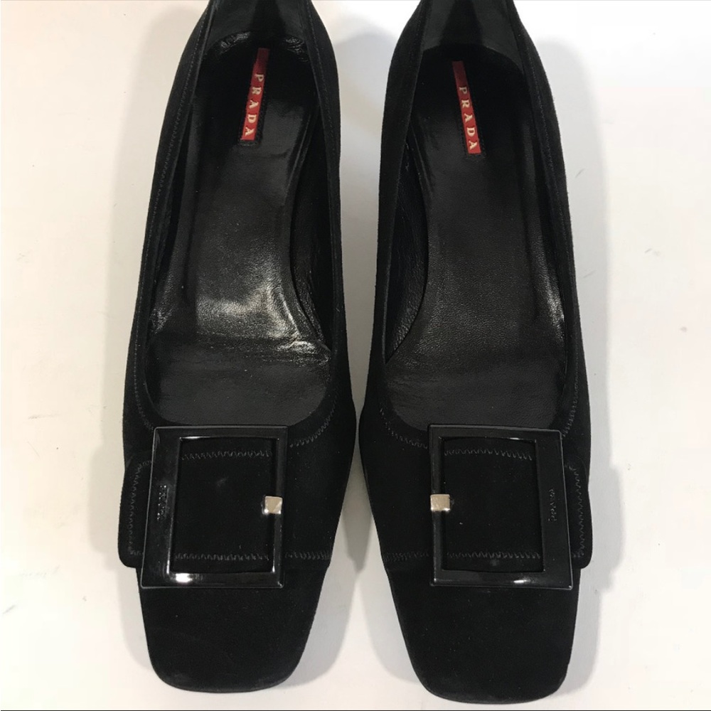 Prada Camoscio Calzature Donna Kitten Heel Sz 37.5/7.5
